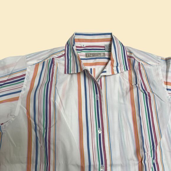 1980s Alexander Julian size 4 womens blouse, vintage striped 1980s button down - Picture 6 of 10